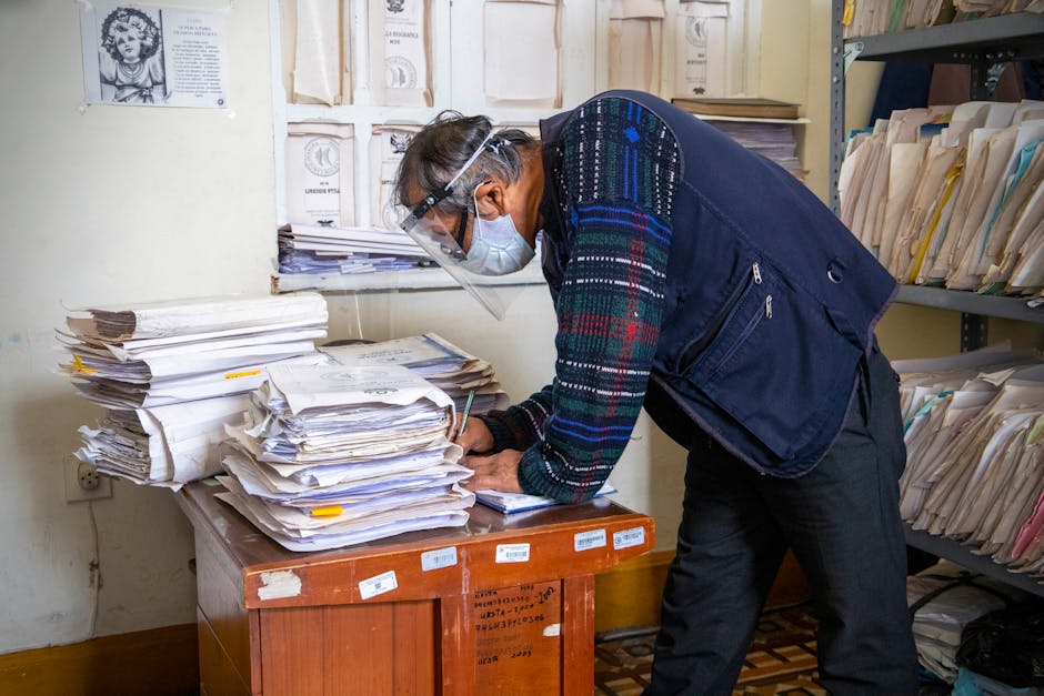 How to Handle Record Keeping When You Don't Have Adobe Acrobat - Engineering office with filing cabinets and digital documents